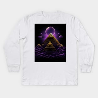 Golden Pyramids Under Purple Moons Kids Long Sleeve T-Shirt